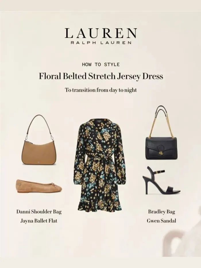 Женская кожаная сумка через плечо Danni среднего размера с перекрестием Lauren Ralph Lauren — изображение 8 из 9, черный