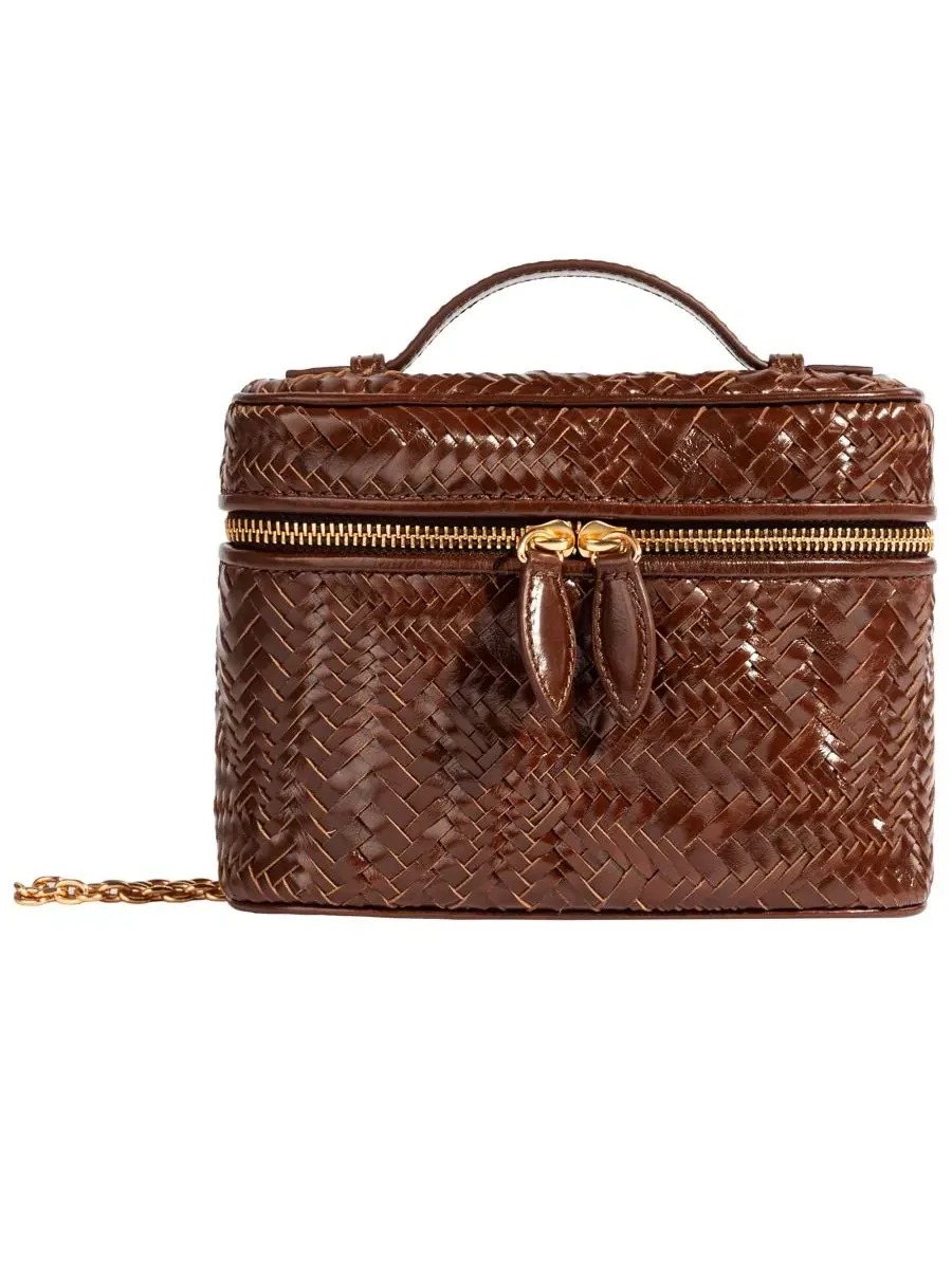 Сумка-кроссбоди Charli Woven Top Handle Crossbody Sam Edelman — изображение 1 из 6, темный коньячный