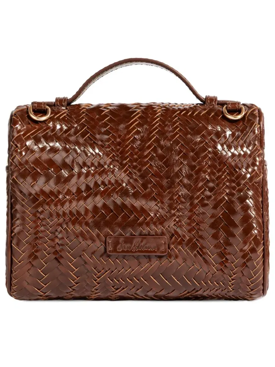 Сумка-кроссбоди Charli Woven Top Handle Crossbody Sam Edelman — изображение 2 из 6, темный коньячный