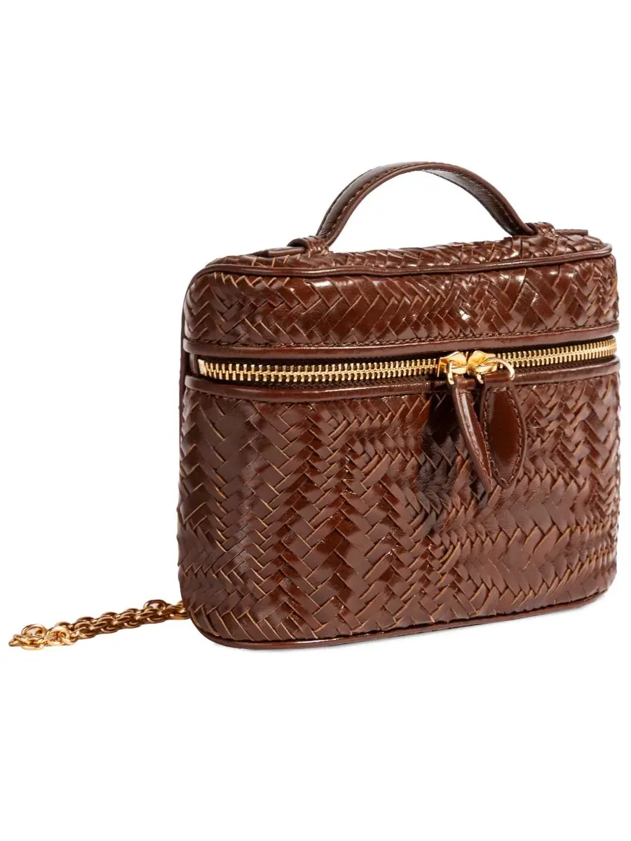 Сумка-кроссбоди Charli Woven Top Handle Crossbody Sam Edelman — изображение 3 из 6, темный коньячный