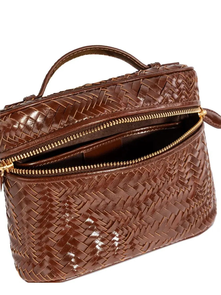 Сумка-кроссбоди Charli Woven Top Handle Crossbody Sam Edelman — изображение 4 из 6, темный коньячный