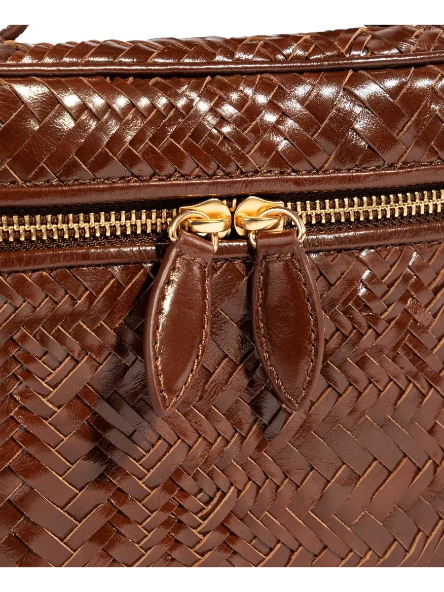 Сумка-кроссбоди Charli Woven Top Handle Crossbody Sam Edelman — изображение 6 из 6, темный коньячный