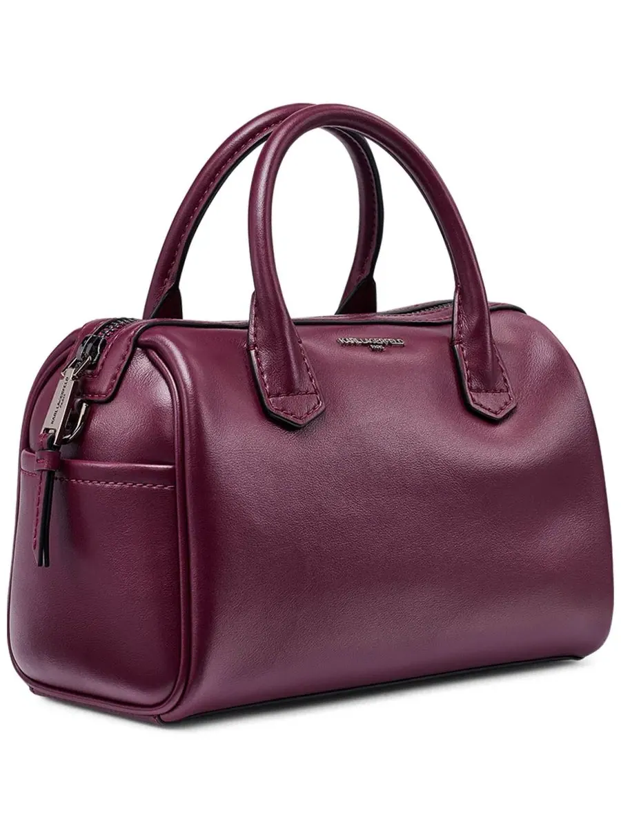 Мини-сумка через плечо Perette Barrel из кожи KARL LAGERFELD PARIS, Cherry Plum — изображение 3 из 5