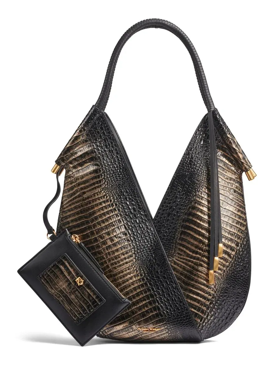 Мини-сумка через плечо Baldwin Metallic Croco Donna Karan New York — изображение 1 из 7, черный/золотистый