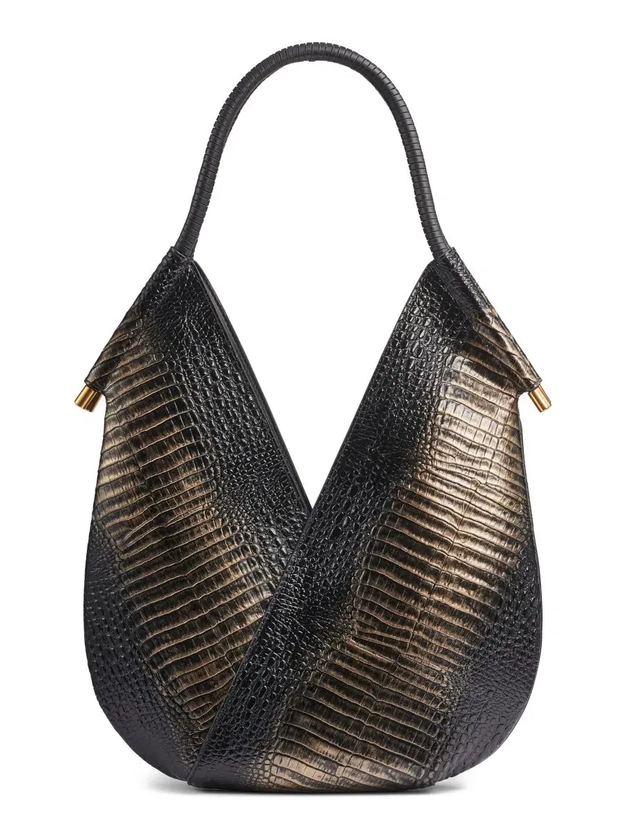 Мини-сумка через плечо Baldwin Metallic Croco Donna Karan New York — изображение 3 из 7, черный/золотистый