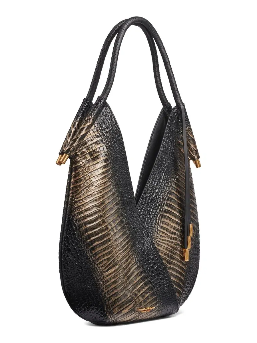 Мини-сумка через плечо Baldwin Metallic Croco Donna Karan New York — изображение 4 из 7, черный/золотистый