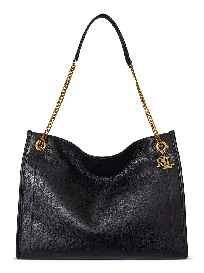 Большая сумка-тоут Bradley из шагреневой кожи Lauren Ralph Lauren — изображение 1 из 7, черный