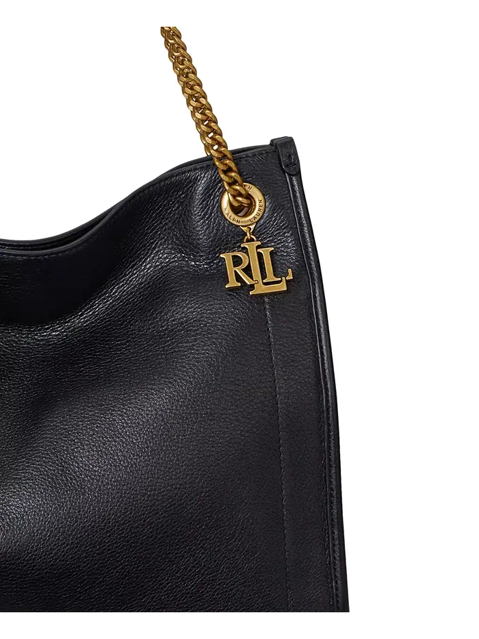 Большая сумка-тоут Bradley из шагреневой кожи Lauren Ralph Lauren — изображение 5 из 7, черный