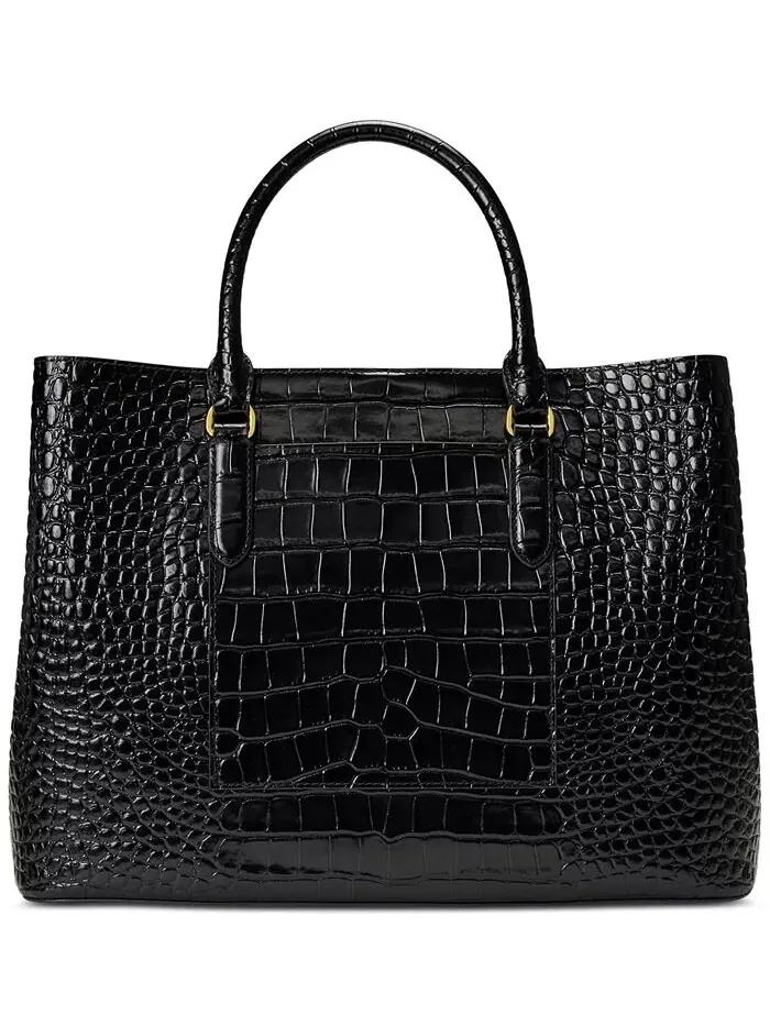 Сумка-портфель Marcy Large из тисненой кожи Lauren Ralph Lauren — изображение 4 из 8, черный/золотистый