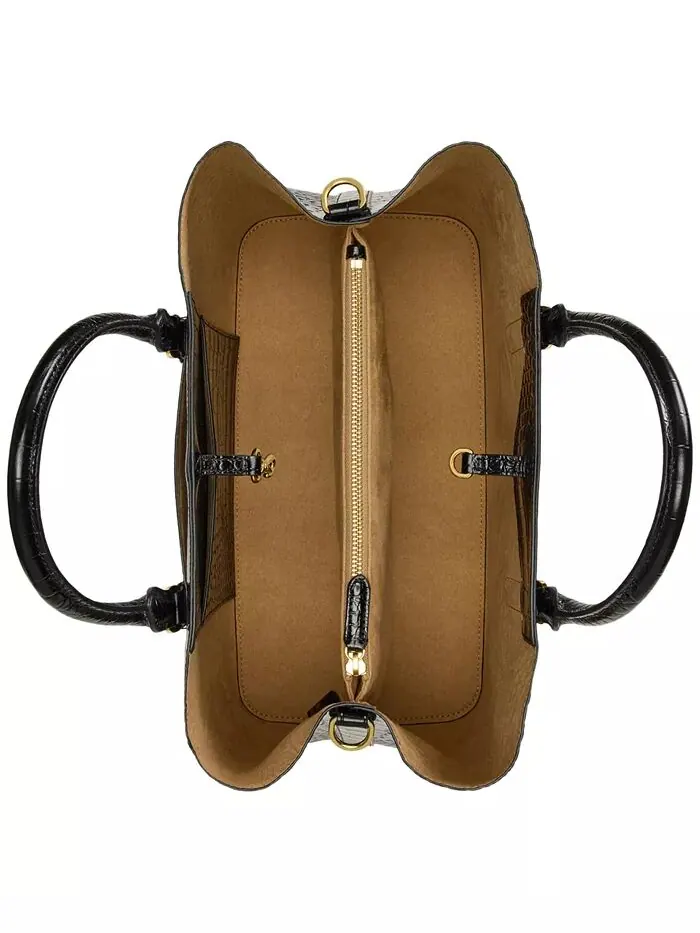 Сумка-портфель Marcy Large из тисненой кожи Lauren Ralph Lauren — изображение 5 из 8, черный/золотистый