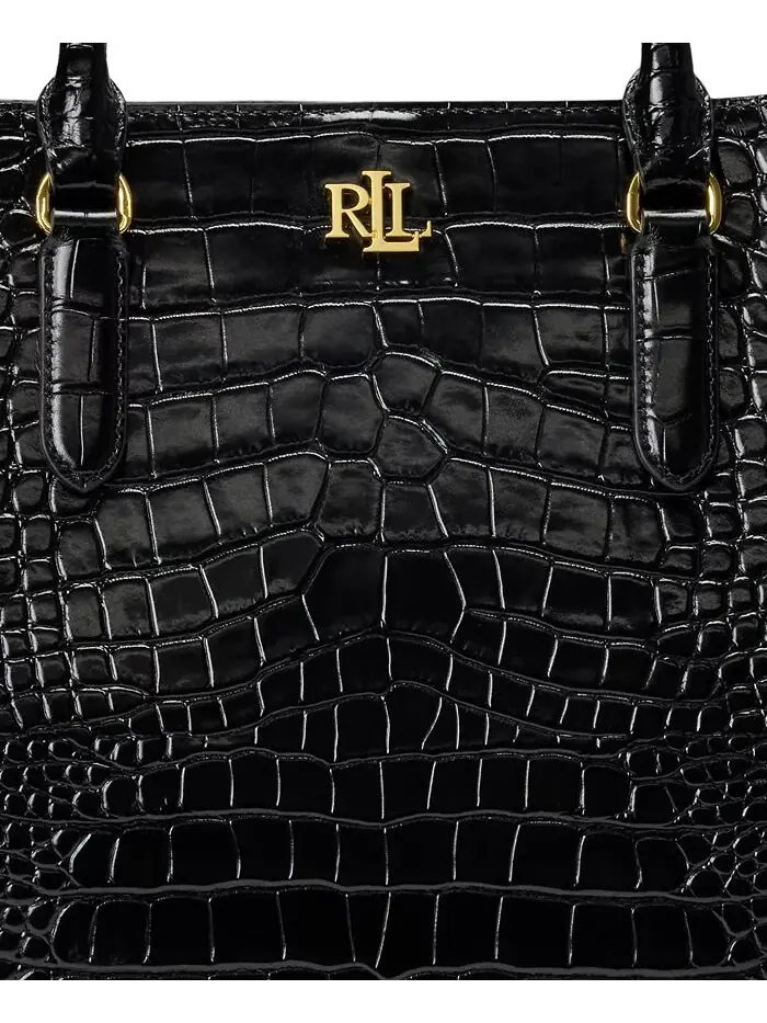 Сумка-портфель Marcy Large из тисненой кожи Lauren Ralph Lauren — изображение 6 из 8, черный/золотистый