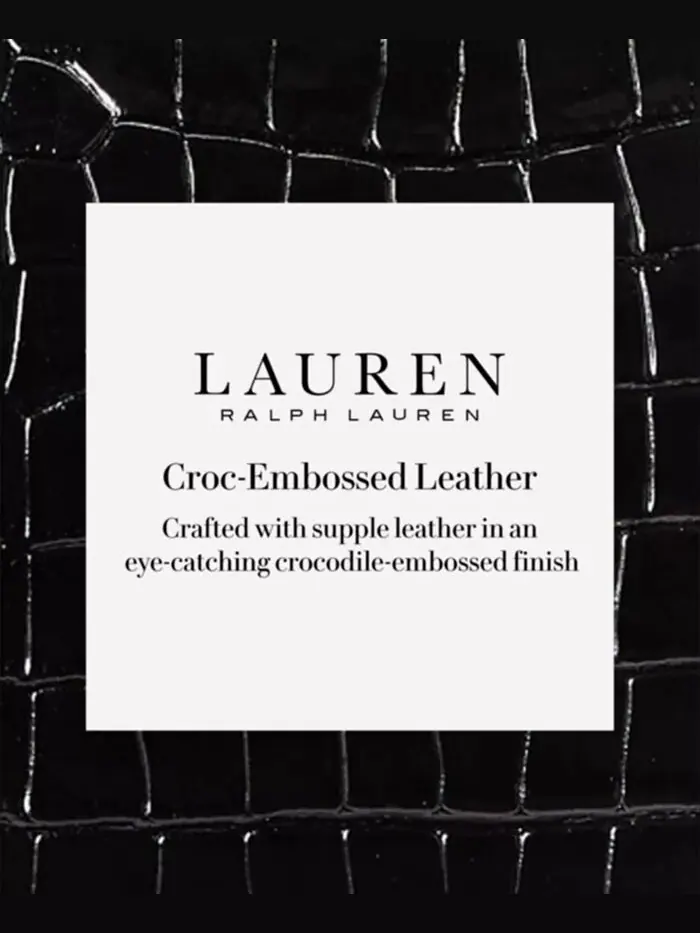 Сумка-портфель Marcy Large из тисненой кожи Lauren Ralph Lauren — изображение 7 из 8, черный/золотистый