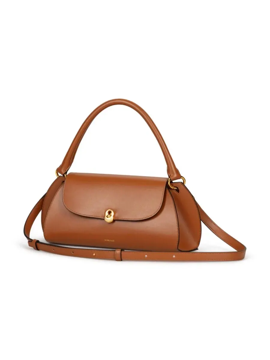 Сумка с клапаном Scallop Calf Leather Bag Noirgaze — изображение 3 из 7, бежевый