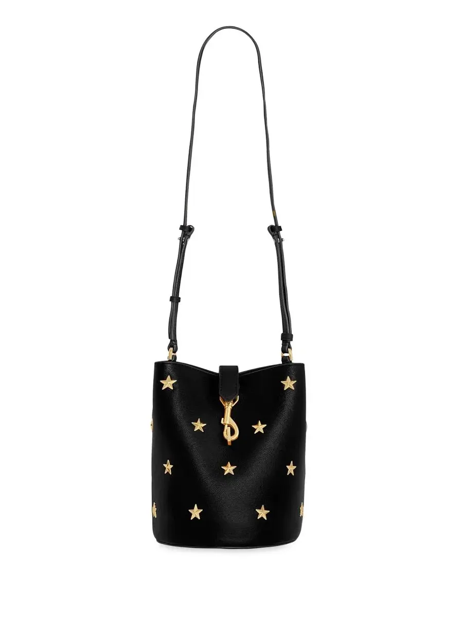Сумка через плечо из натуральной кожи с принтом звезд Megan Leather with Small Stars Bucket Handbag — изображение 1 из 3