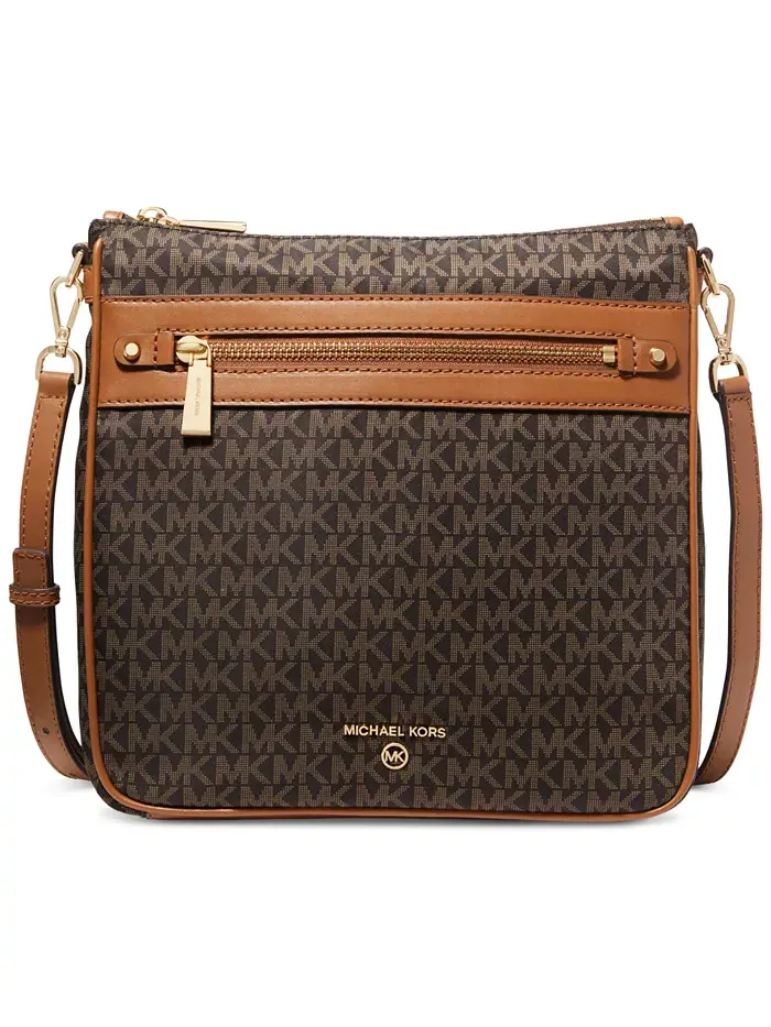 Сумка женская большая кросс-боди нейлон Michael Kors Jet Set Charm North South — изображение 1 из 6, коричневый