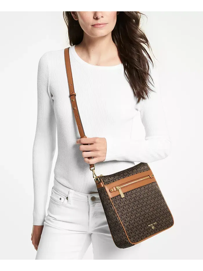 Сумка женская большая кросс-боди нейлон Michael Kors Jet Set Charm North South — изображение 4 из 6, коричневый