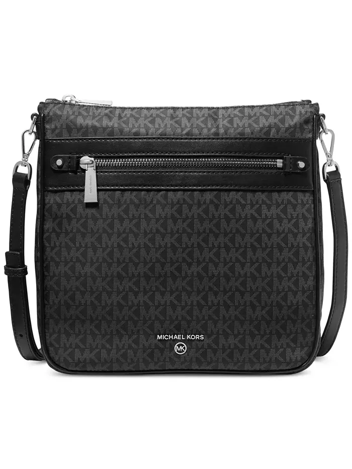 Сумка женская большая кросс-боди нейлон Michael Kors Jet Set Charm — изображение 1 из 5, черный/серебристый