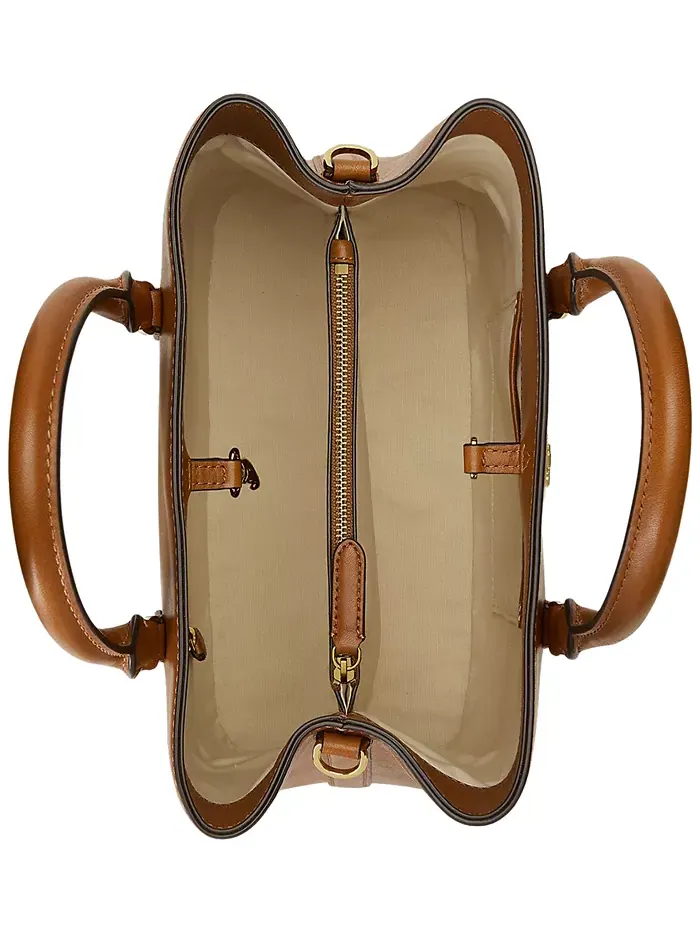 Кожаная маленькая сумка Marcy Lauren Ralph Lauren — изображение 4 из 10, бежевый