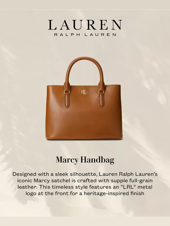 Кожаная маленькая сумка Marcy Lauren Ralph Lauren — изображение 7 из 10, бежевый