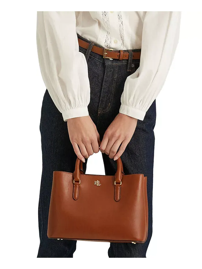Кожаная маленькая сумка Marcy Lauren Ralph Lauren — изображение 10 из 10, бежевый