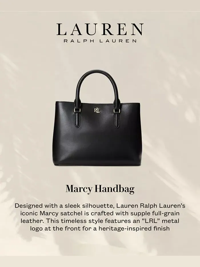 Кожаная маленькая сумка Marcy Lauren Ralph Lauren — изображение 7 из 9, черный
