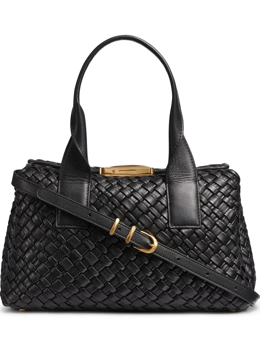 Средняя кожаная сумка-мессенджер Amagansett Donna Karan New York — изображение 1 из 5, черный/золотистый