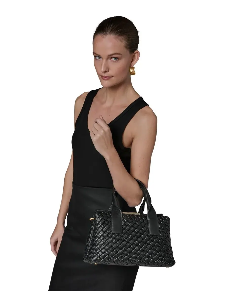 Средняя кожаная сумка-мессенджер Amagansett Donna Karan New York — изображение 5 из 5, черный/золотистый