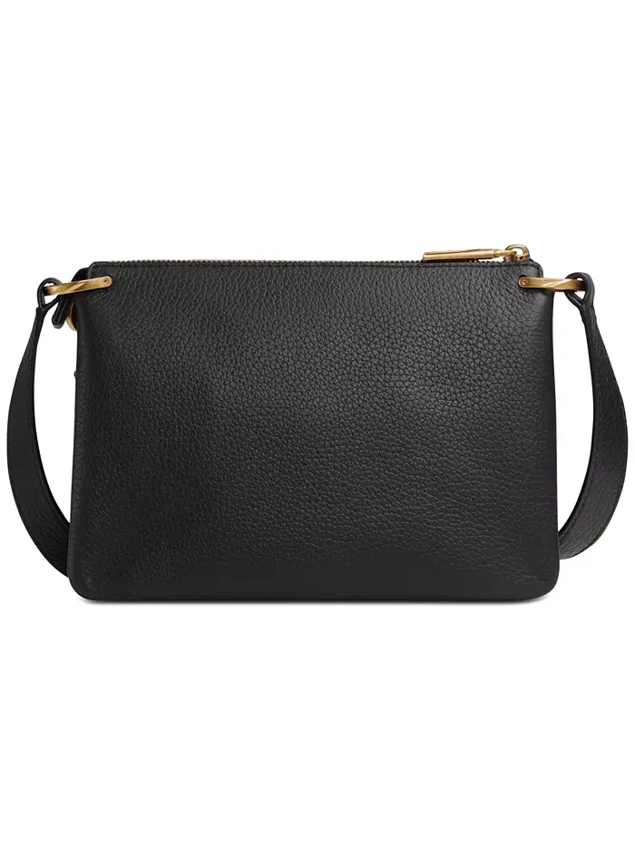 Гленвуд Кожаная сумка-кроссбоди на молнии с кисточками Donna Karan New York — изображение 3 из 7, золотистый