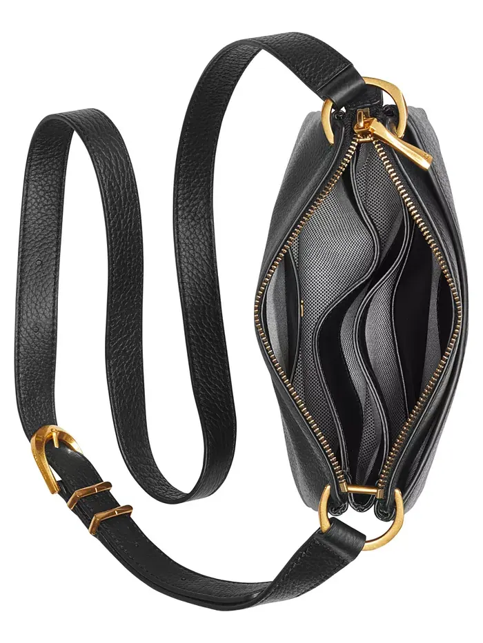 Гленвуд Кожаная сумка-кроссбоди на молнии с кисточками Donna Karan New York — изображение 5 из 7, золотистый