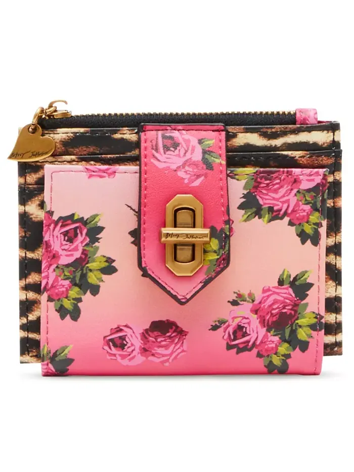 Кошелек Leopard Floral Bifold с леопардовым цветочным принтом Betsey Johnson — изображение 1 из 5, мульти