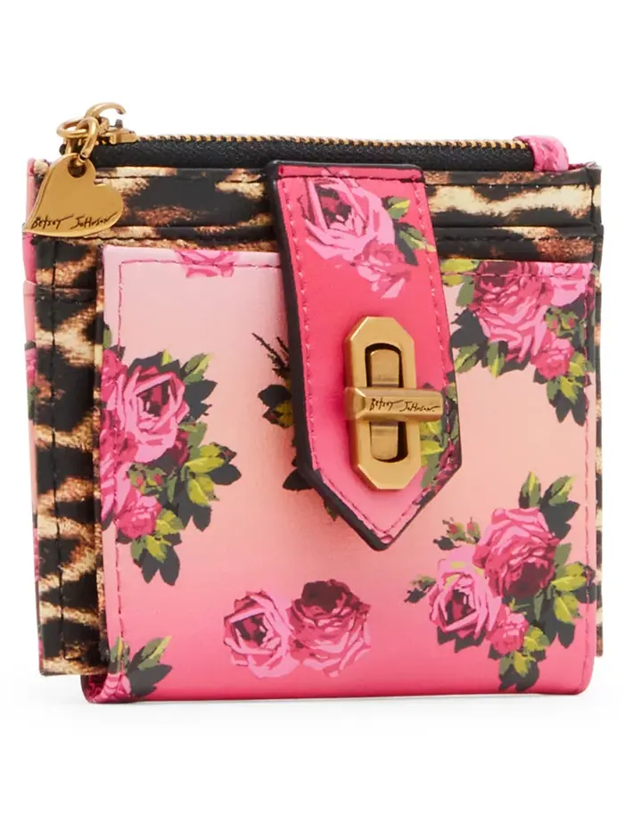 Кошелек Leopard Floral Bifold с леопардовым цветочным принтом Betsey Johnson — изображение 5 из 5, мульти