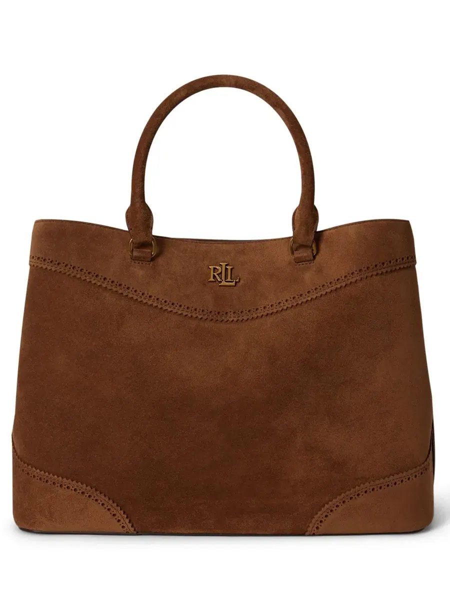 Сумка-седло из замши с перфорацией Marcy Large Lauren Ralph Lauren, Light Tobacco — изображение 1 из 9