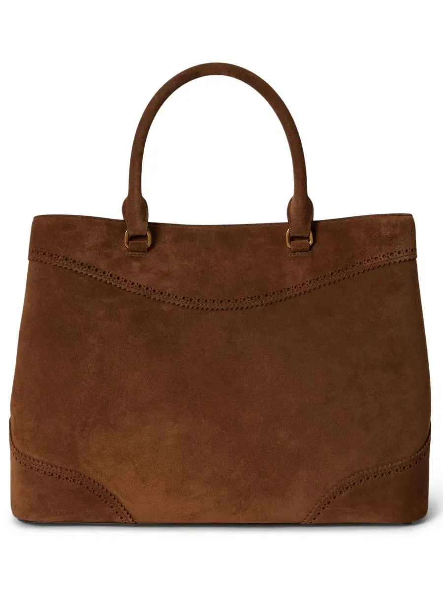 Сумка-седло из замши с перфорацией Marcy Large Lauren Ralph Lauren, Light Tobacco — изображение 6 из 9