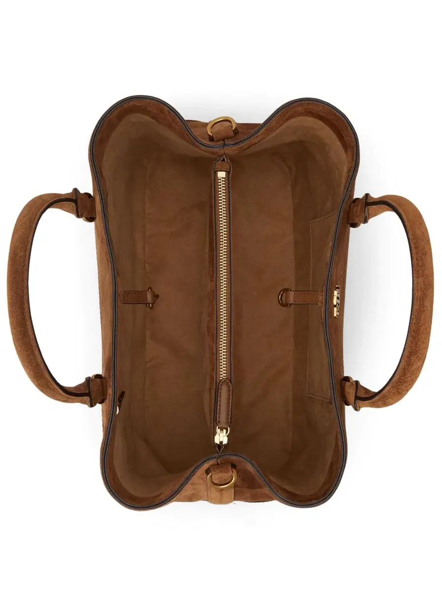 Сумка-седло из замши с перфорацией Marcy Large Lauren Ralph Lauren, Light Tobacco — изображение 8 из 9