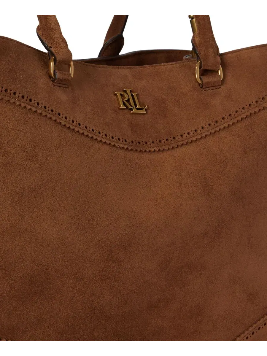 Сумка-седло из замши с перфорацией Marcy Large Lauren Ralph Lauren, Light Tobacco — изображение 9 из 9