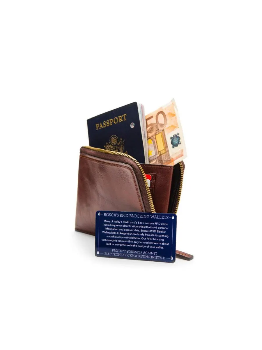 Мужской кошелек Dolce Zip Passport Euro Wallet - RFID Bosca — изображение 4 из 4, коричневый