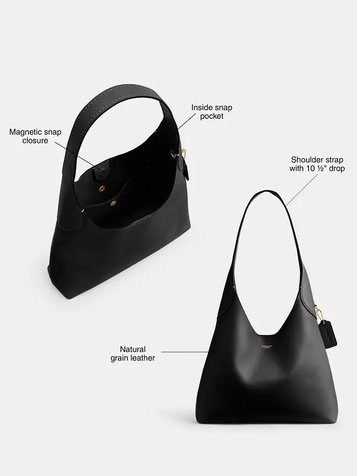 Кожаная сумка через плечо Coach Brooklyn Medium — изображение 3 из 4, черный