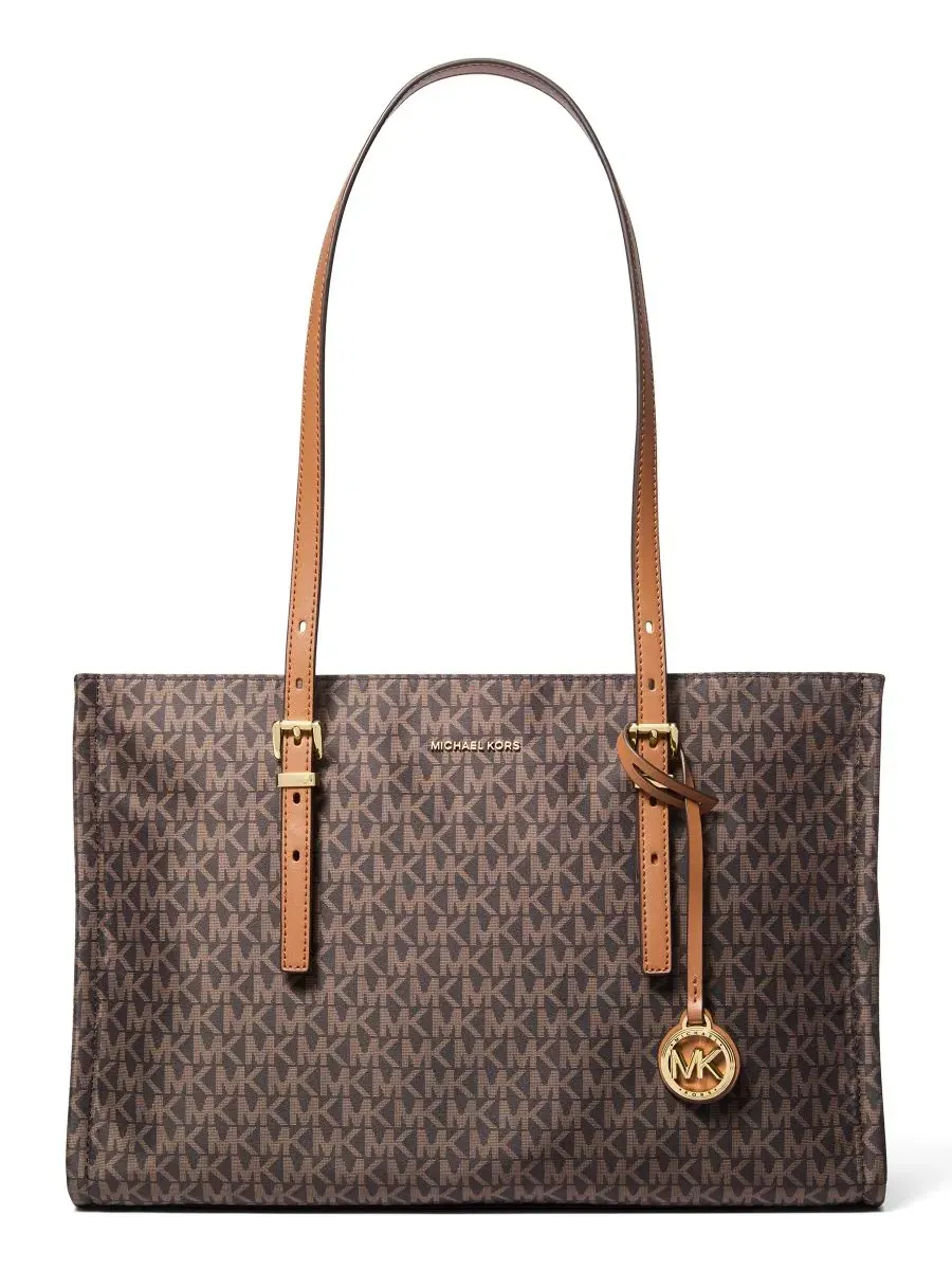 Сумка женская средняя шоппер корпус Michael Kors Zadie East West Top-Zip Tote Handbag Brown Acorn — изображение 1 из 3