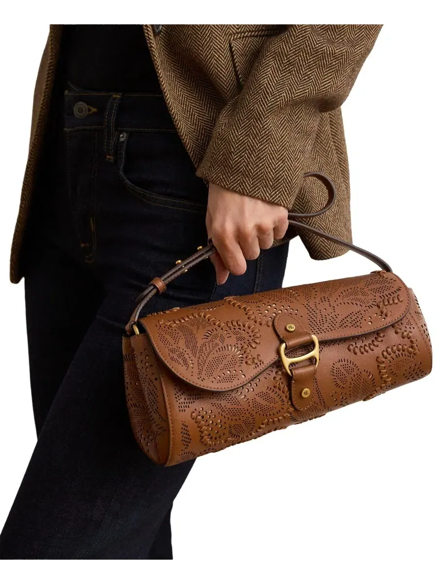 Сумка Tasha Medium из кожи с цветочным тиснением, модель East-West Lauren Ralph Lauren — изображение 2 из 7, бежевый