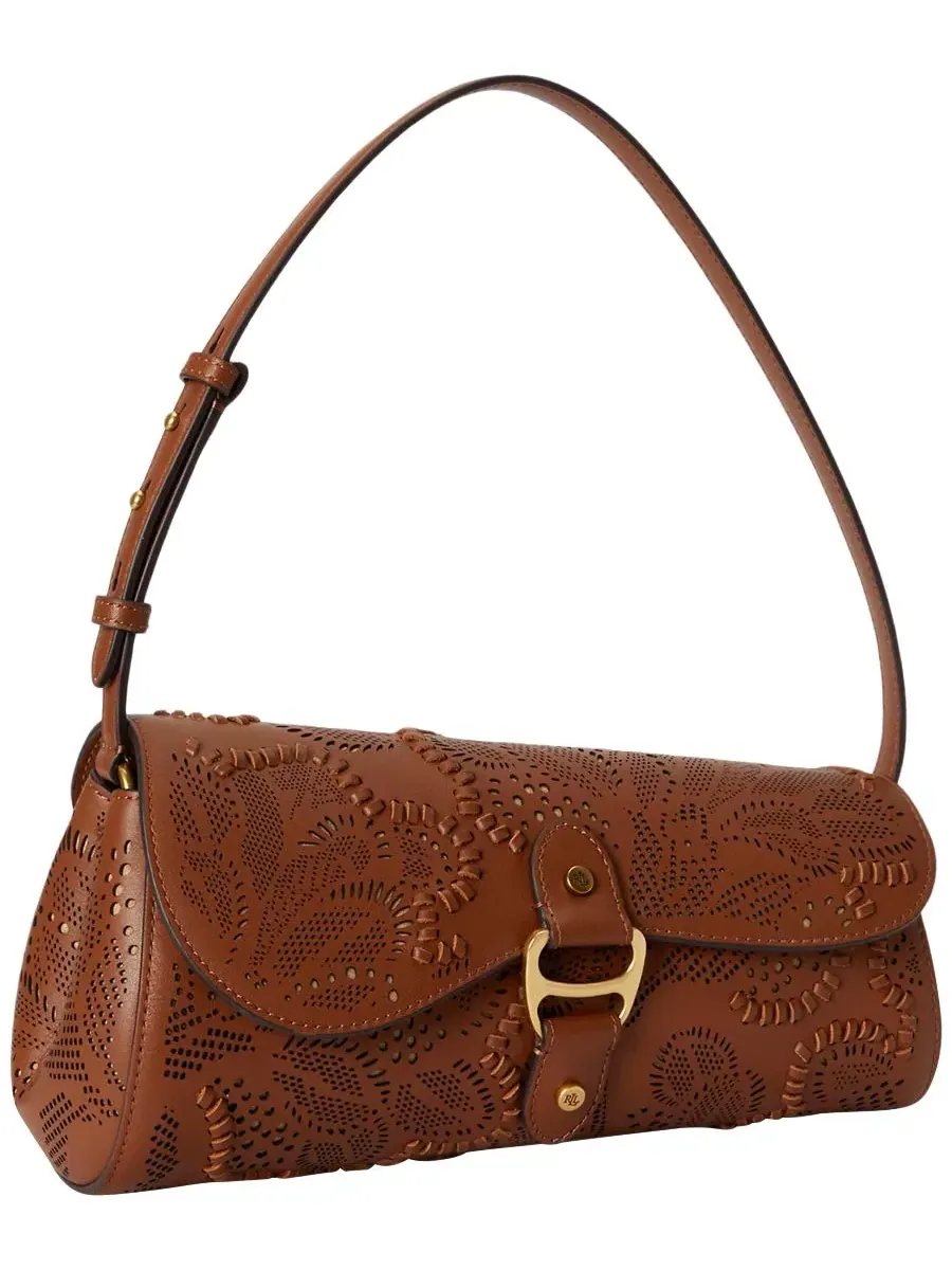Сумка Tasha Medium из кожи с цветочным тиснением, модель East-West Lauren Ralph Lauren — изображение 4 из 7, бежевый