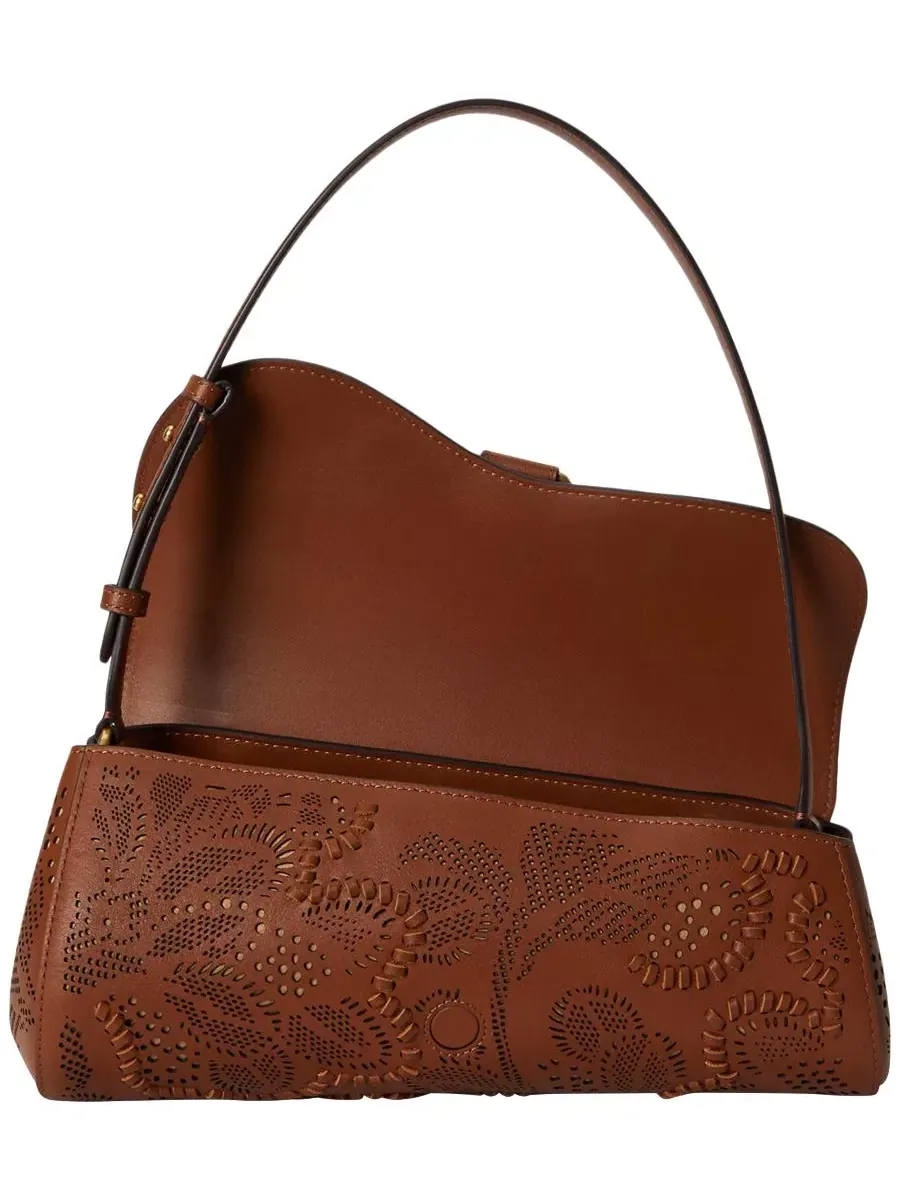 Сумка Tasha Medium из кожи с цветочным тиснением, модель East-West Lauren Ralph Lauren — изображение 6 из 7, бежевый