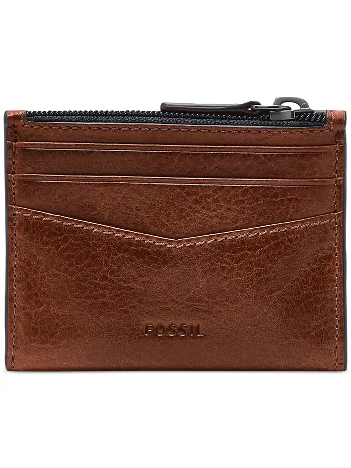 Мужской картхолдер Andrew Zip Fossil — изображение 1 из 3, коричневый