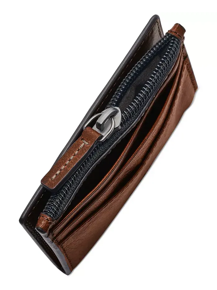 Мужской картхолдер Andrew Zip Fossil — изображение 3 из 3, коричневый