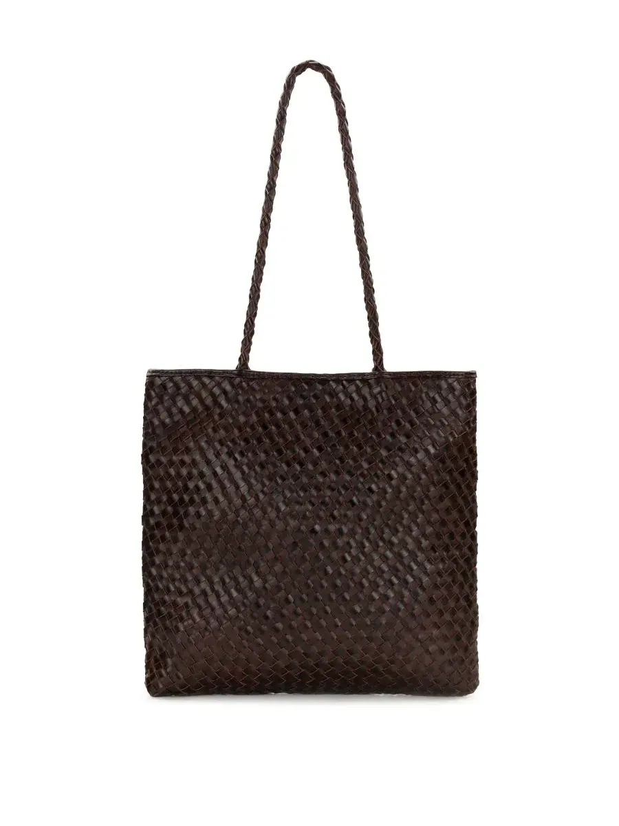Сумка-шопер средняя из плетеной кожи Valence Medium Woven Leather Tote Patricia Nash — изображение 1 из 5, шоколад