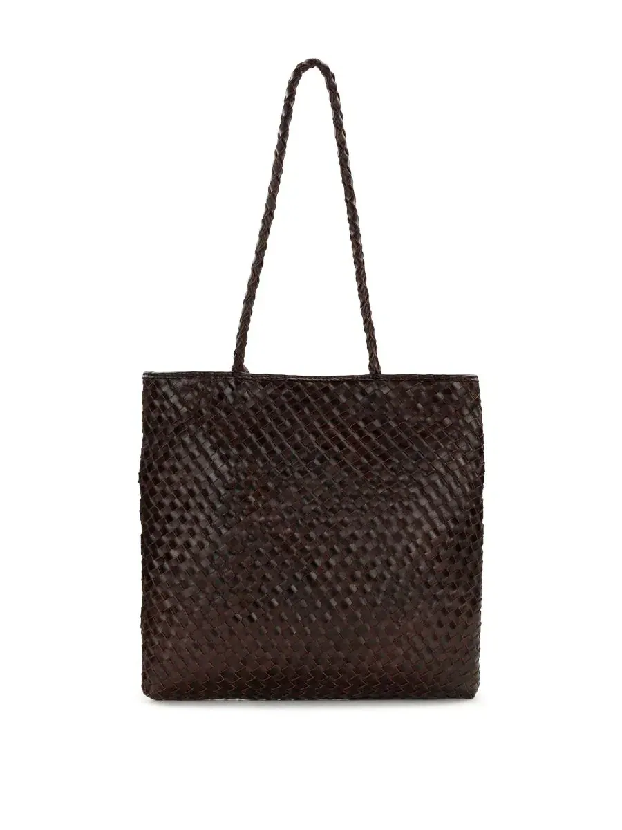 Сумка-шопер средняя из плетеной кожи Valence Medium Woven Leather Tote Patricia Nash — изображение 2 из 5, шоколад