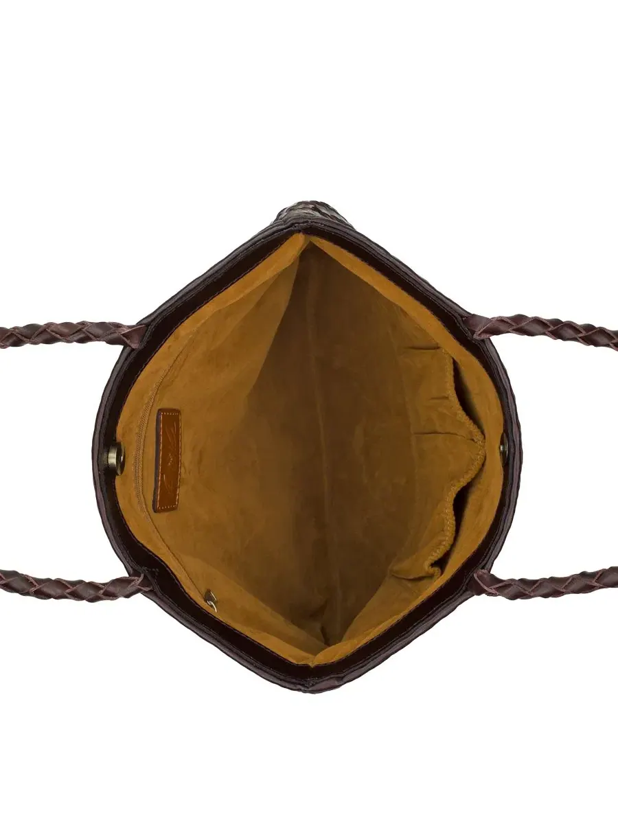 Сумка-шопер средняя из плетеной кожи Valence Medium Woven Leather Tote Patricia Nash — изображение 4 из 5, шоколад