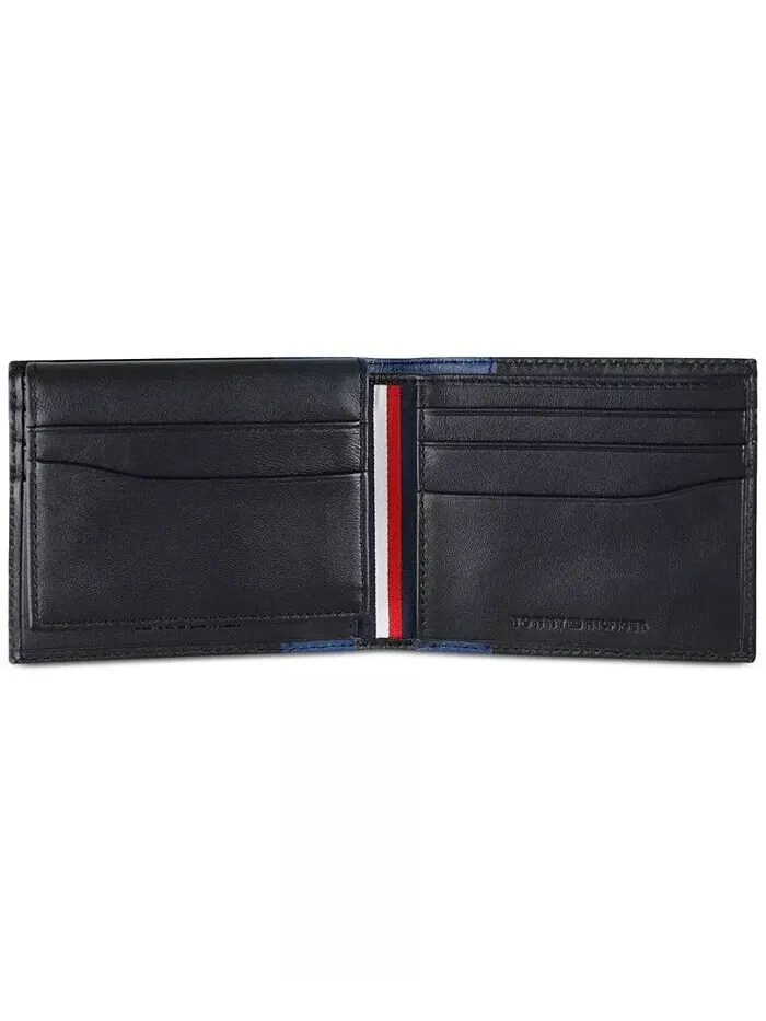 Мужской кожаный двойной складной кошелек RFID Pop Color Tommy Hilfiger — изображение 3 из 7, синий/черный