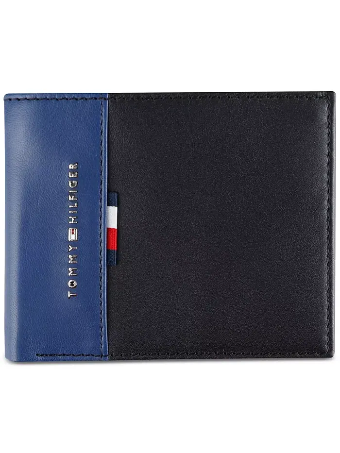 Мужской кожаный бифолд-кошелек Pop Color с RFID-защитой Tommy Hilfiger — изображение 1 из 7, синий
