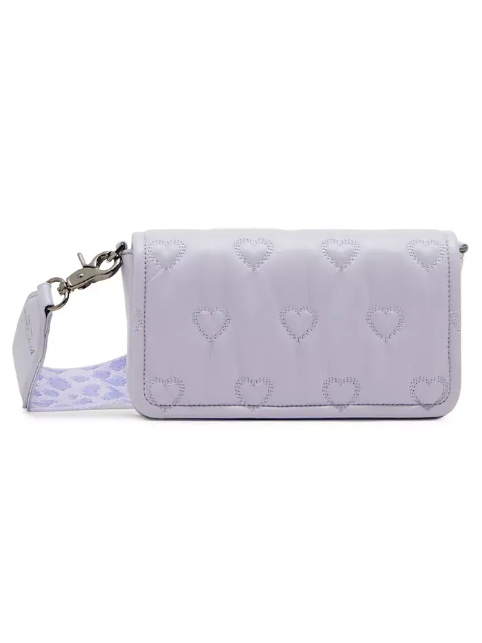 Сумка кросс-боди Heart Quilted с стеганым узором Betsey Johnson — изображение 1 из 6, фиолетовый