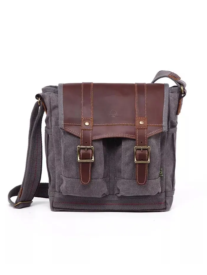 Сумка через плечо Turtle Ridge Canvas с 4 карманами TSD BRAND — изображение 1 из 14, серый
